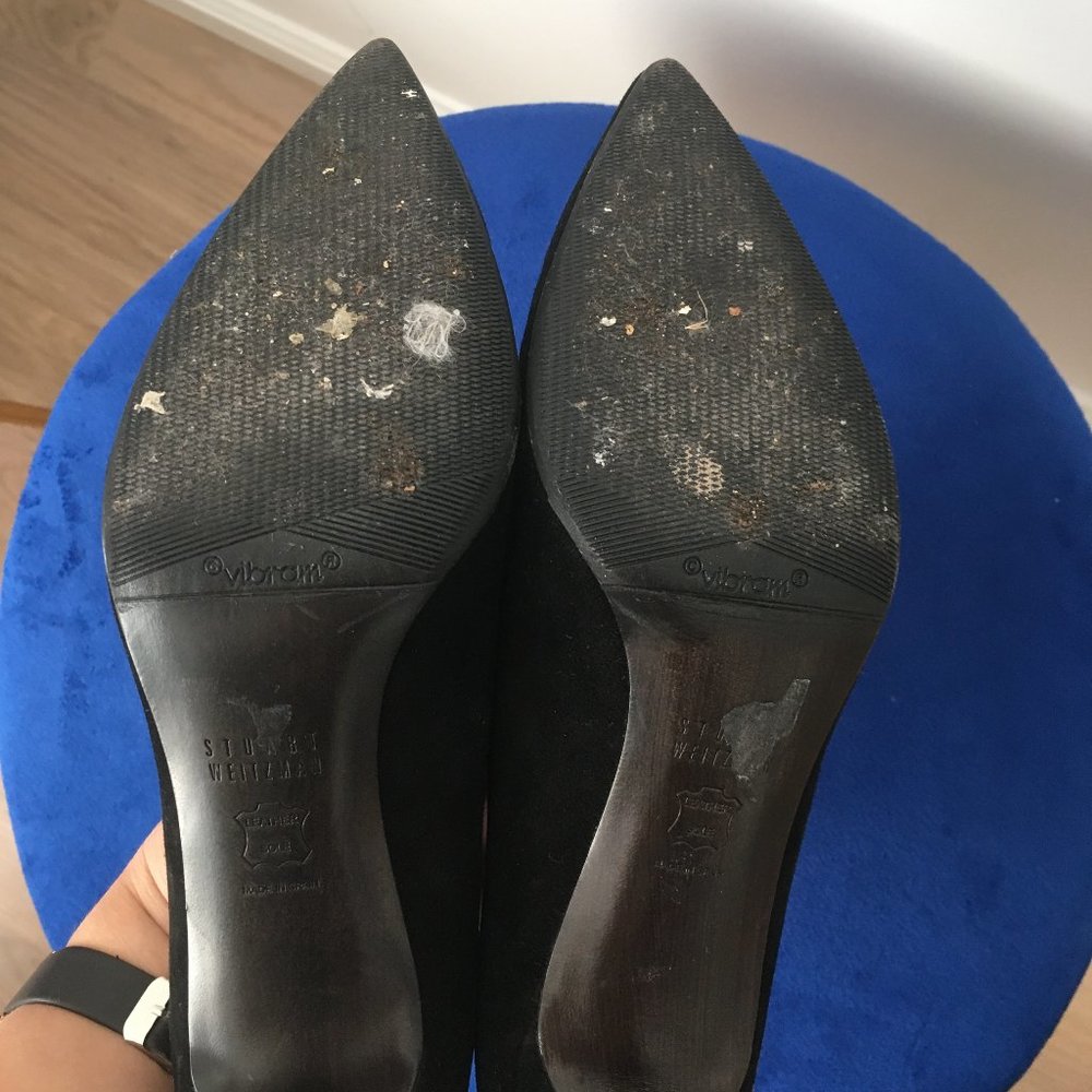 Stuart Weitzman Black Suede Pumps - Size 6 - Picture 6 of 7